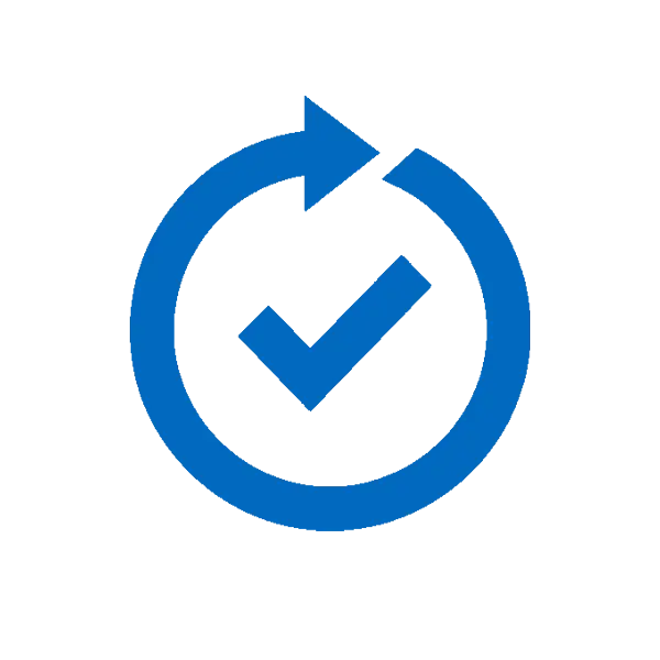 Símbolo gráfico azul que representa un ciclo de actualización completado, éxito o un proceso finalizado correctamente.