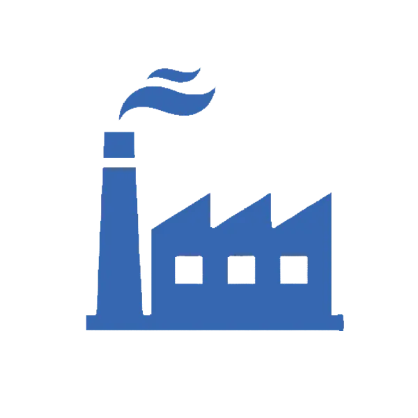 Icono de sectores industriales y plantas de producción donde ASDT Tech implementa soluciones de digitalización y seguridad operativa.